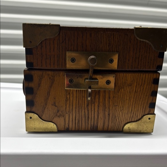 Wooden Box with Brass Accents